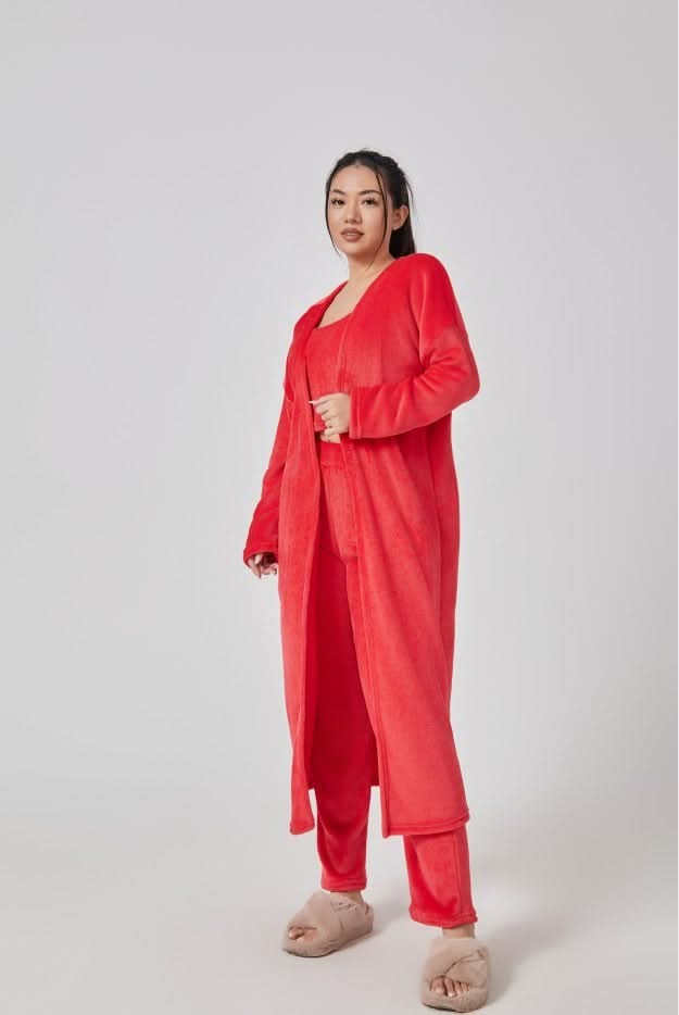 Ensemble pyjama confortable, ensemble de détente 3 pièces, vêtements d'intérieur mignons, ensembles chauds, ensemble assorti, ensemble de détente, ensembles pantalon 3 pièces, robe d'hiver pour femme