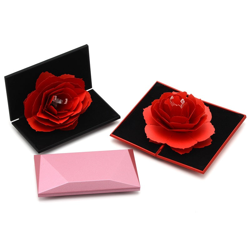 Diamond-Shaped Rotating Rose Ring Box lifestyle