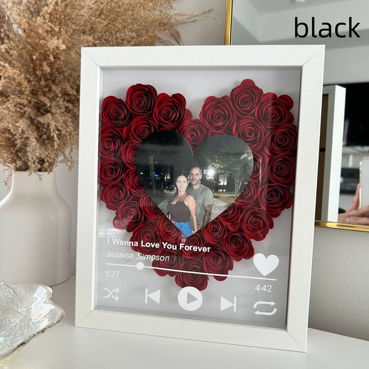 Personalized Double Open Music Flower Shadow Box