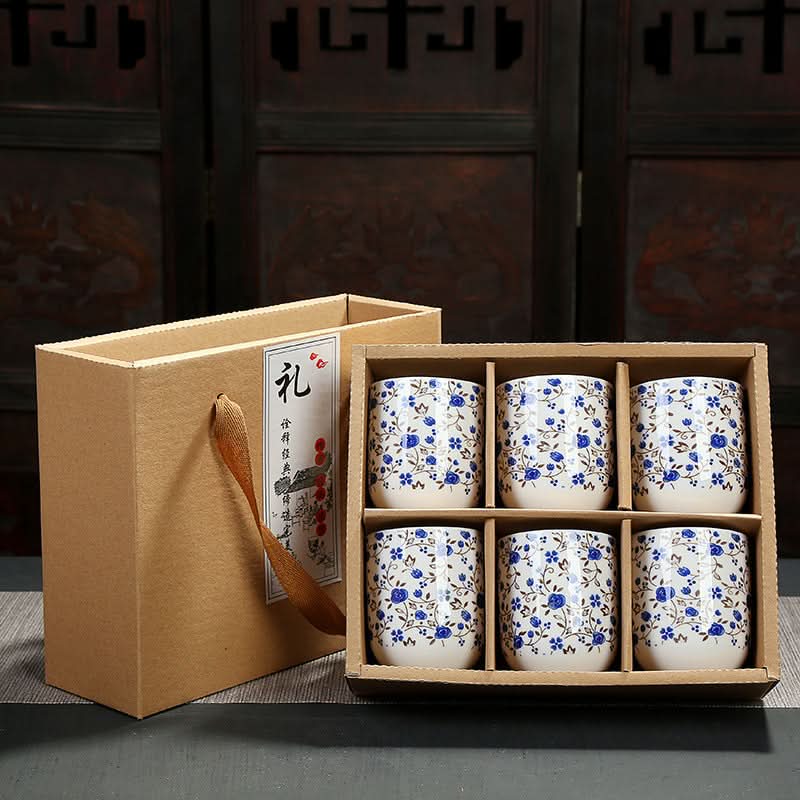 Japanese-Style Porcelain Cup Gift Box Set
