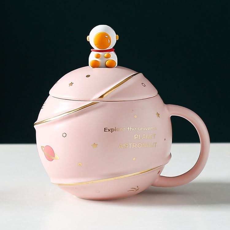 Starry Ceramic Mug With Lid & Spoon