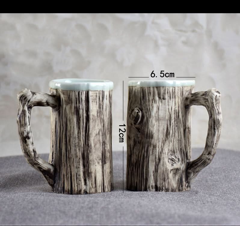 Textured Bark-Design Ceramic Mug