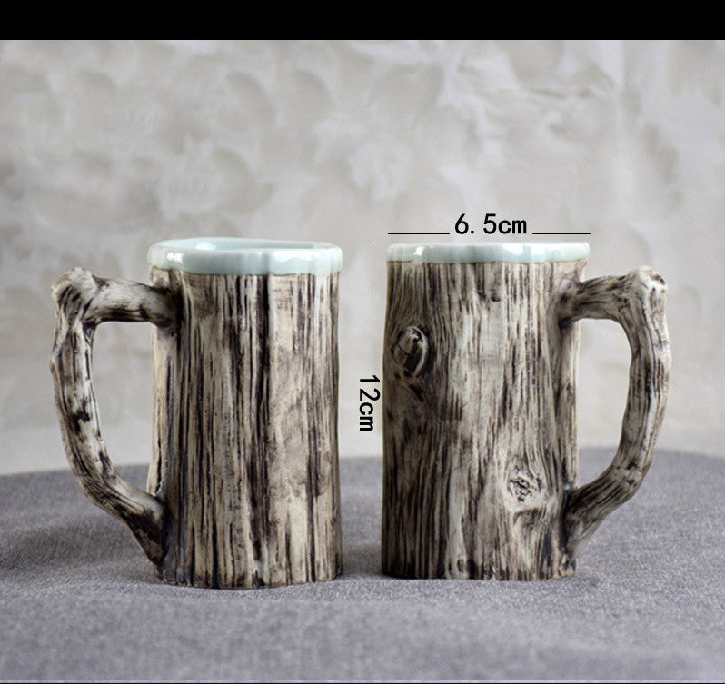 Textured Bark-Design Ceramic Mug