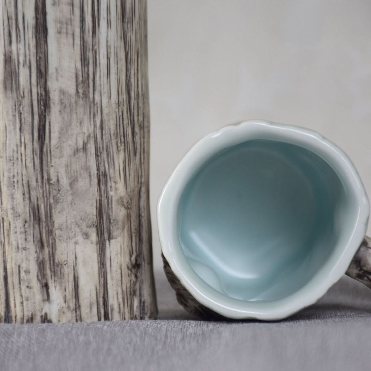 Textured Bark-Design Ceramic Mug