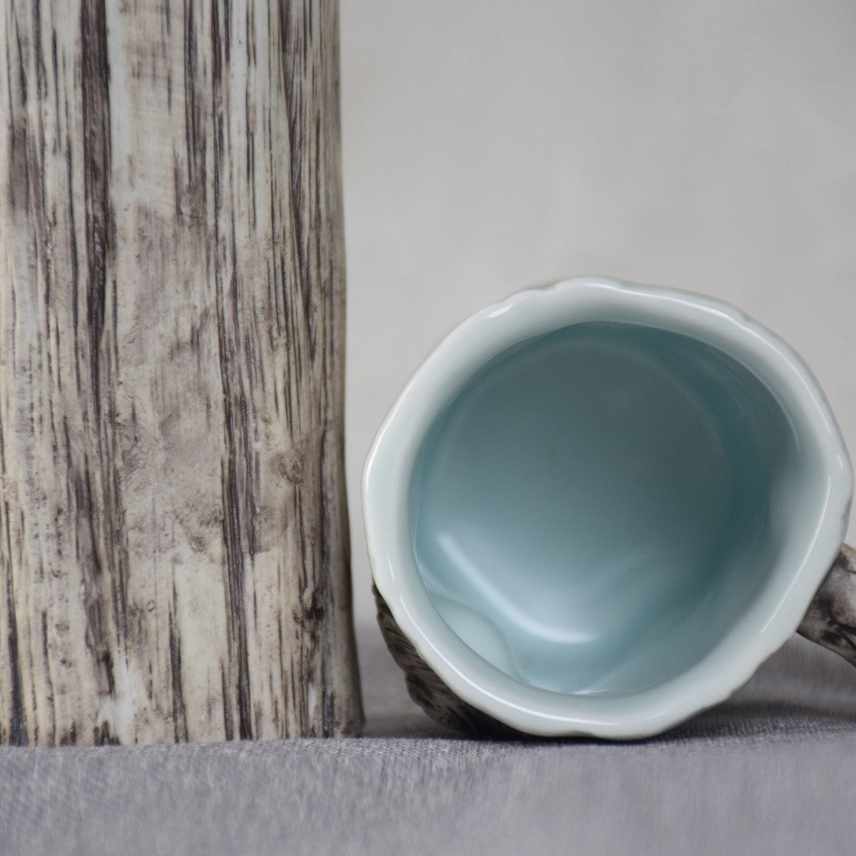 Textured Bark-Design Ceramic Mug set