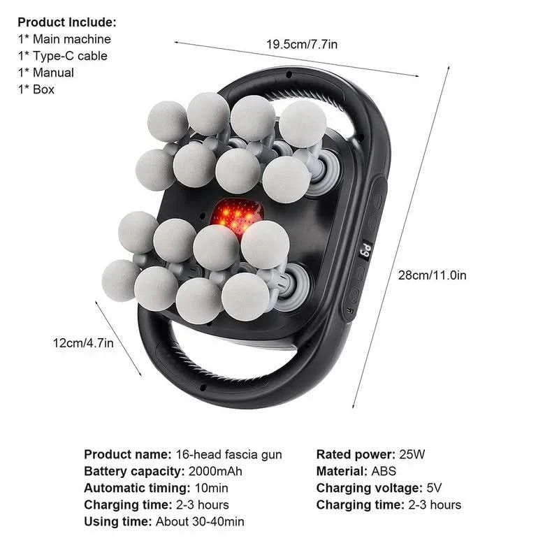 16-Head Handheld Percussion Massager