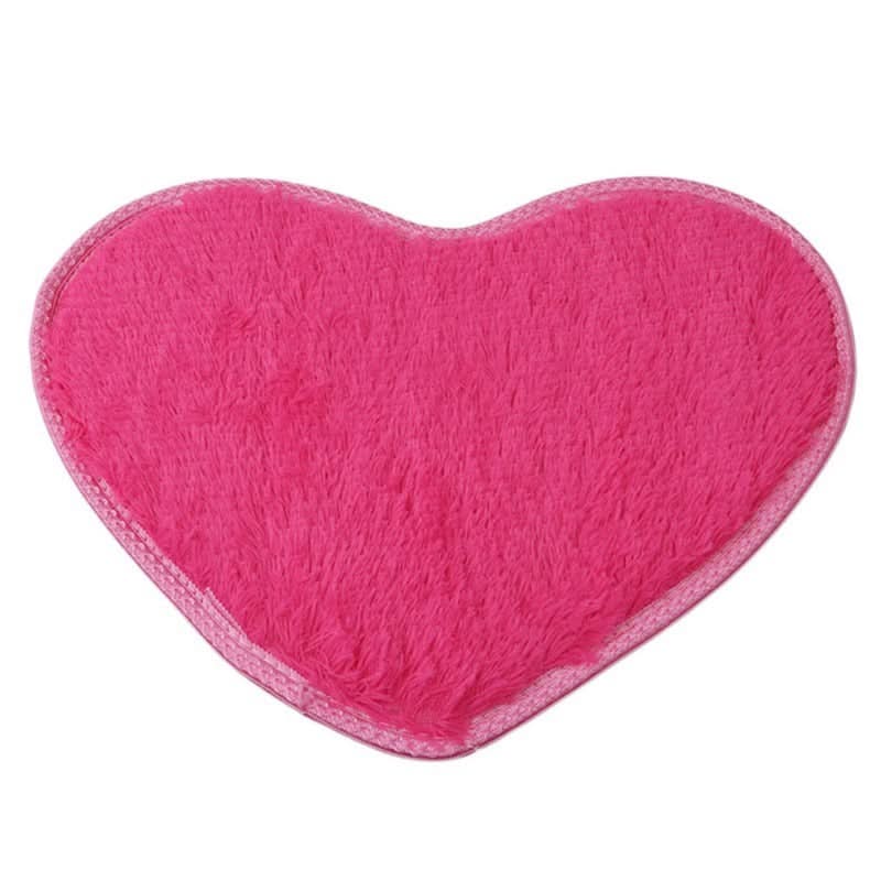 Tapis de chambre en soie et laine en forme de cœur, doux et non pelucheux, idéal pour une chambre à coucher.