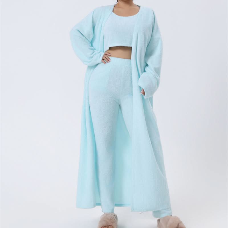 Ensemble pyjama confortable, ensemble de détente 3 pièces, vêtements d'intérieur mignons, ensembles chauds, ensemble assorti, ensemble de détente, ensembles pantalon 3 pièces, robe d'hiver pour femme