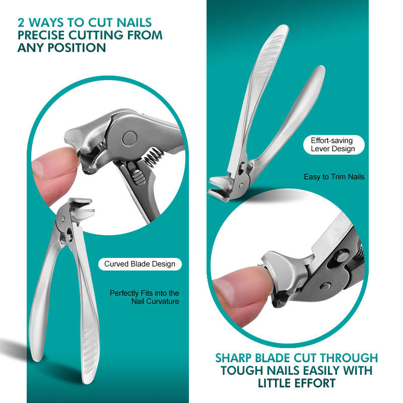 Curved Stainless Steel Large-Opening Nail Clippers With Splash Guard