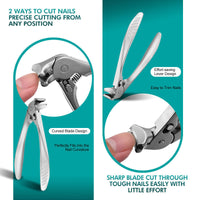 Curved Stainless Steel Nail Clippers with Splash Guard, Large-Opening