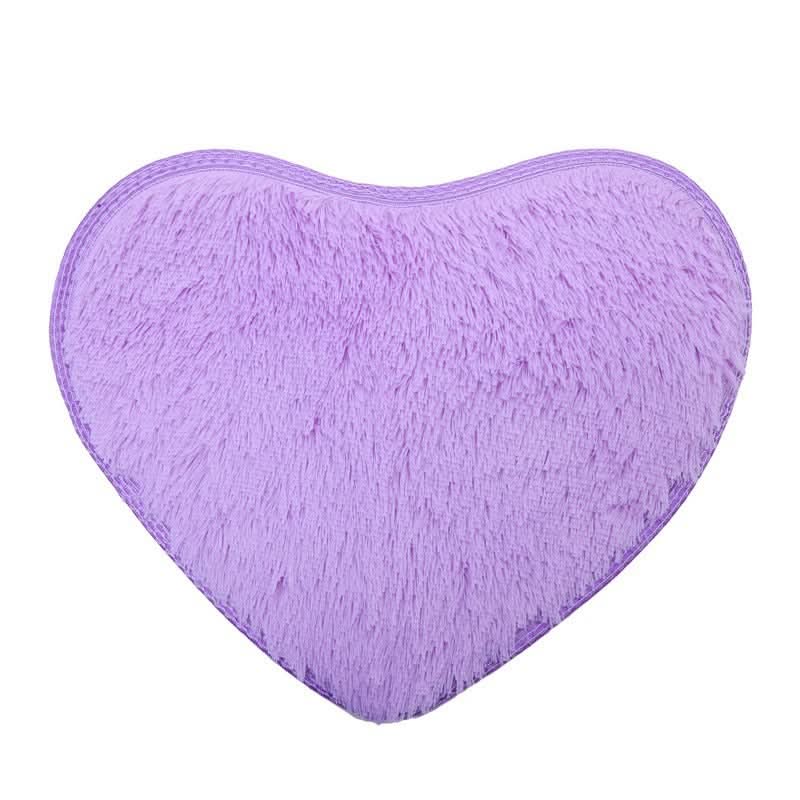 Tapis de chambre en soie et laine en forme de cœur, doux et non pelucheux, idéal pour une chambre à coucher.