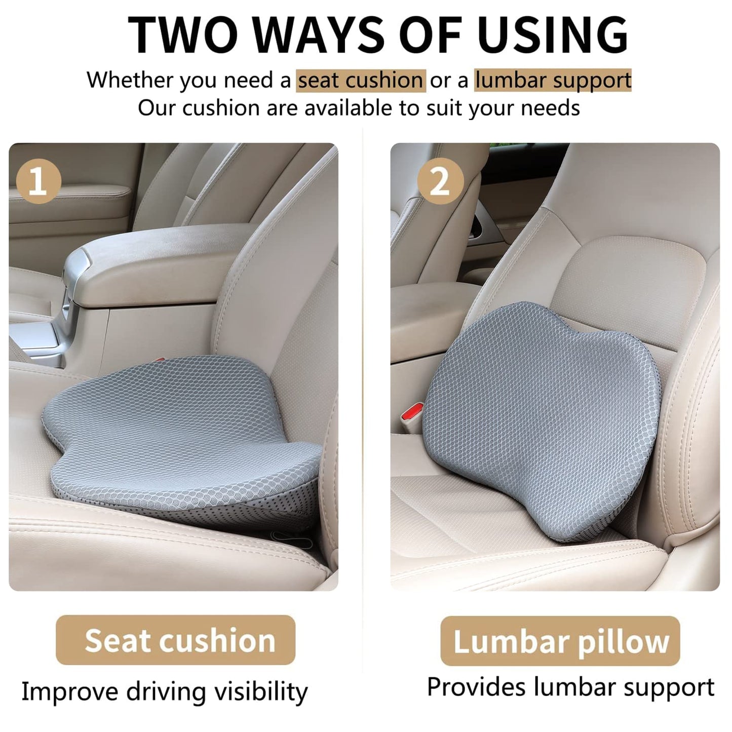 DriverBoost™ Premium Car Seat Comfort Cushion