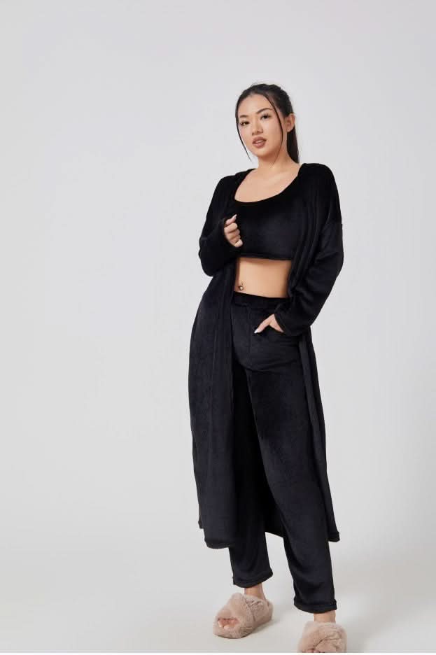 Ensemble pyjama confortable, ensemble de détente 3 pièces, vêtements d'intérieur mignons, ensembles chauds, ensemble assorti, ensemble de détente, ensembles pantalon 3 pièces, robe d'hiver pour femme