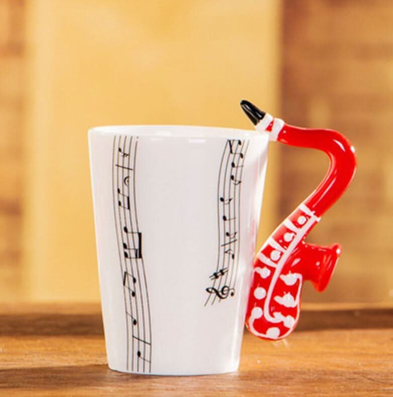 Musical Coffee Mug with saxophone handle