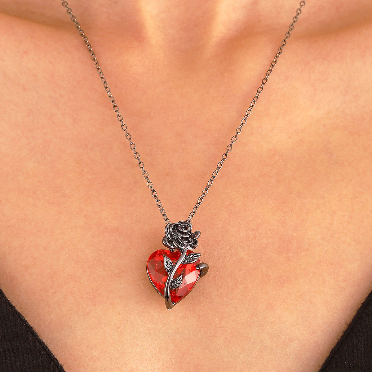 Punk Rose Love Necklace side view