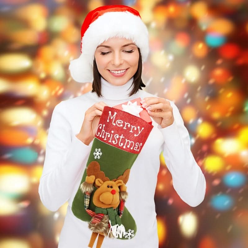 3D Plush Christmas Stockings Set, Large
