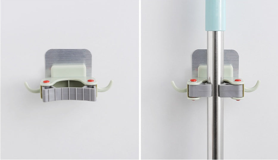Nail-Free Adhesive Mop & Broom Holder, Wall-Mounted