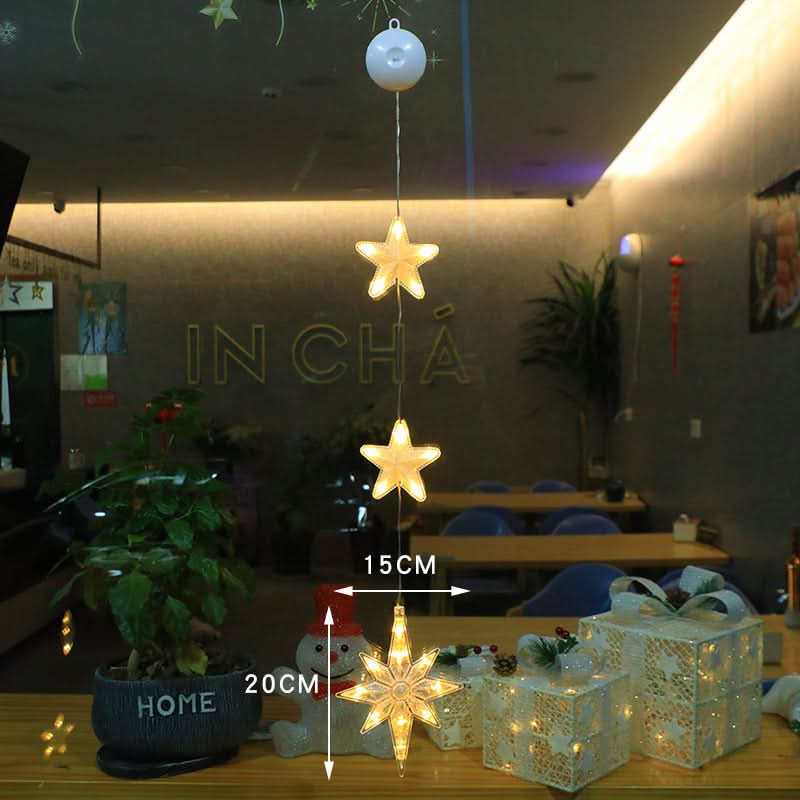 3-Pack LED Star Christmas Window Hanging Lights