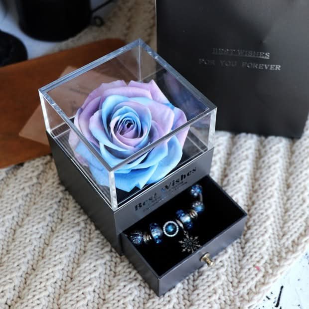 Eternal Rose and Carnation Flower Jewelry Box– A Timeless Symbol of Love