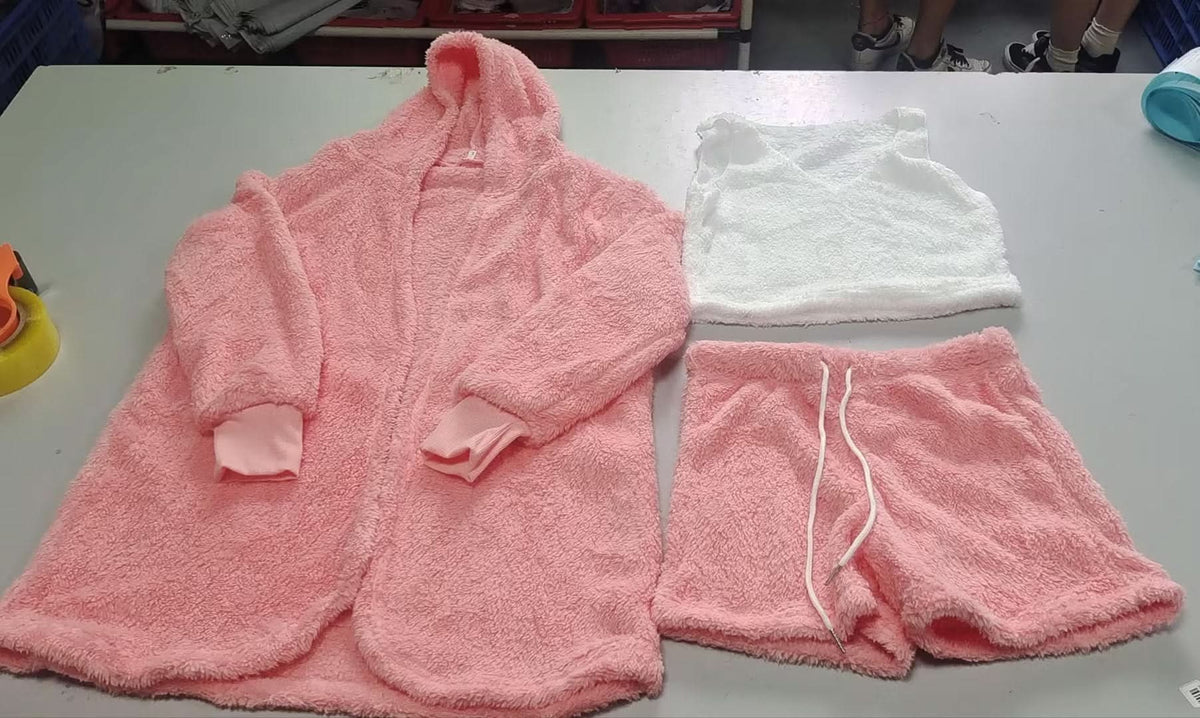 Women's Long Sleeve Crop Top and Shorts Pajama Set, 3pcs