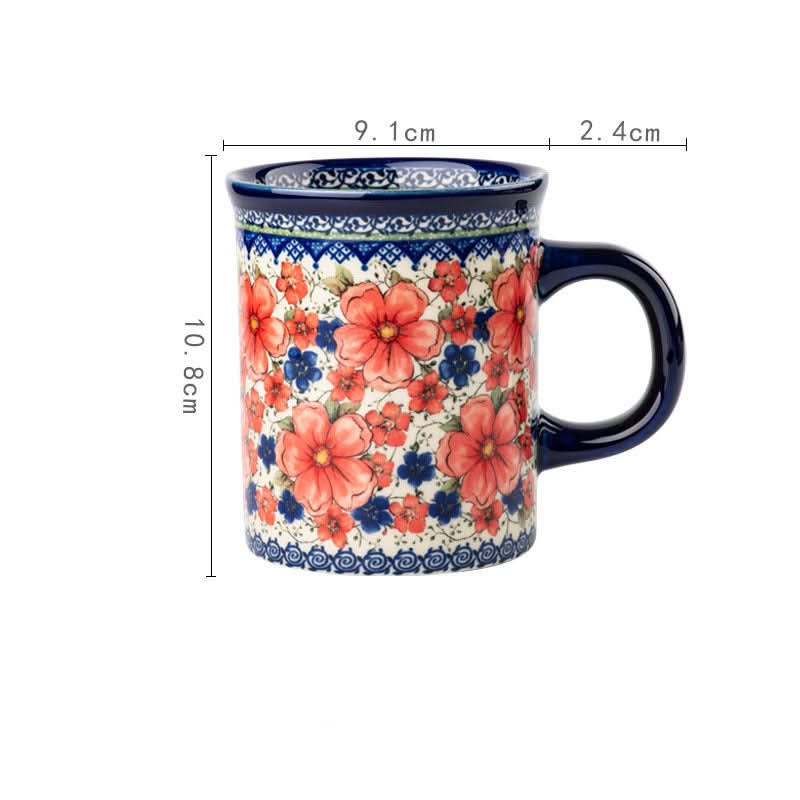 Vintage Floral Pattern Large Capacity Ceramic Mug