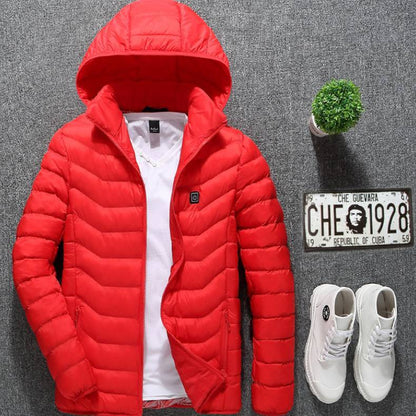 USB Heated Jacket for Men – 3-Level Electric Thermal Coat with Cotton Lining