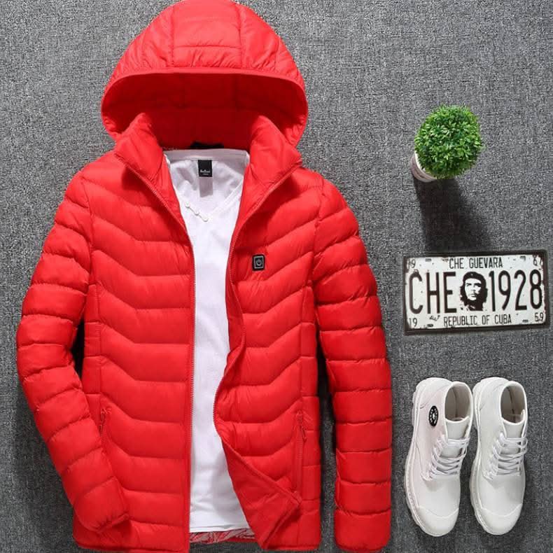 USB-beheizbare Jacke für Herren – 3-stufiger elektrischer Thermomantel mit Baumwollfutter 