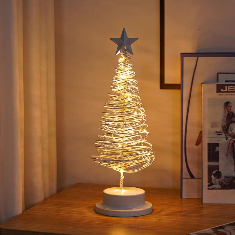 LED Spiral Christmas Tree Table Light, Wrought Iron