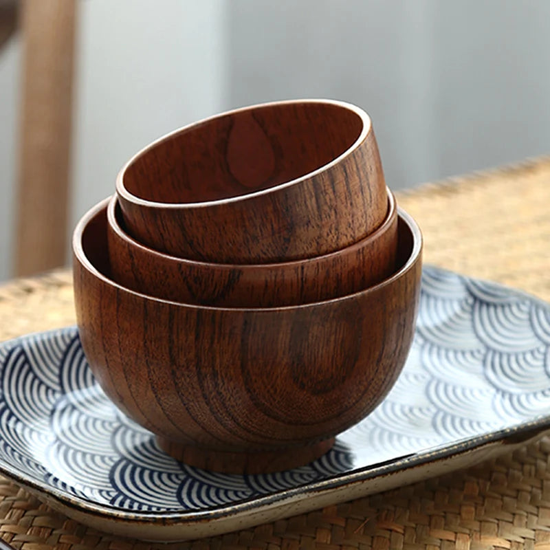 Wooden bowl food container dining serving