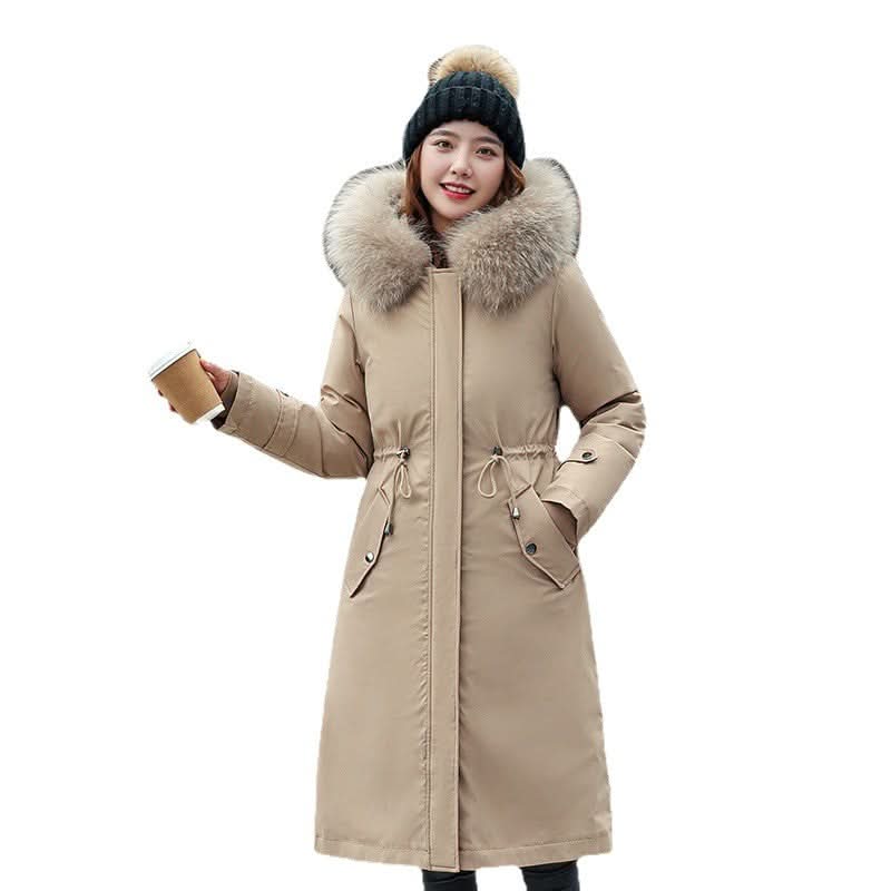 Women's Long Two-Way Cotton-Padded Fleece Trench Coat