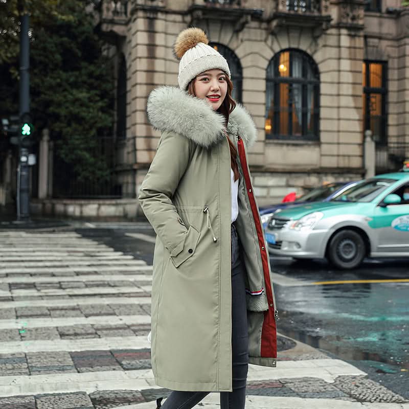 Women's Long Two-Way Cotton-Padded Fleece Trench Coat
