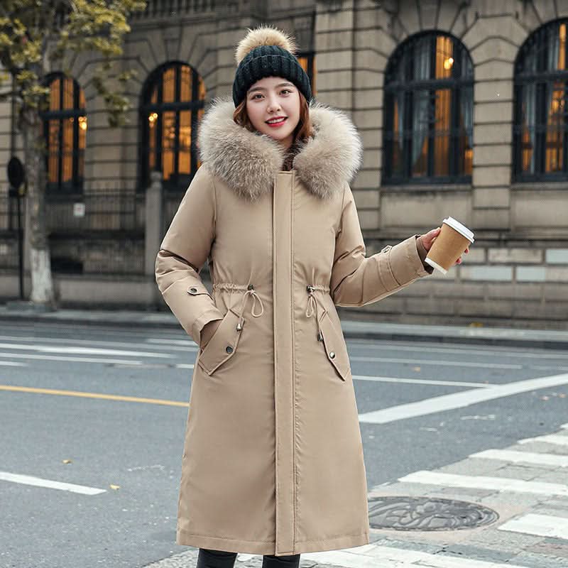 Women's Long Two-Way Cotton-Padded Fleece Trench Coat