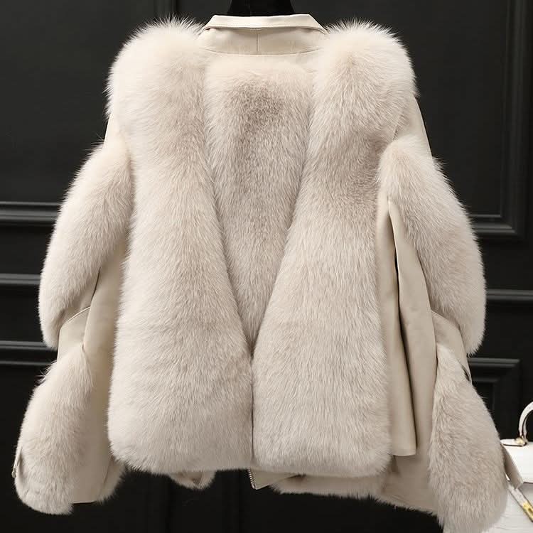 Manteau de moto en fourrure une pièce, long manteau en laine
