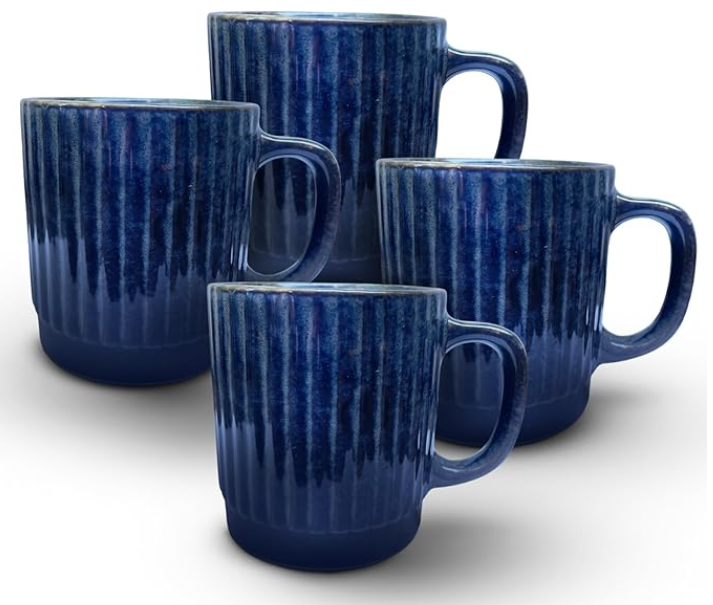 10 oz Glossy Lining Ceramic Mug Set of 4