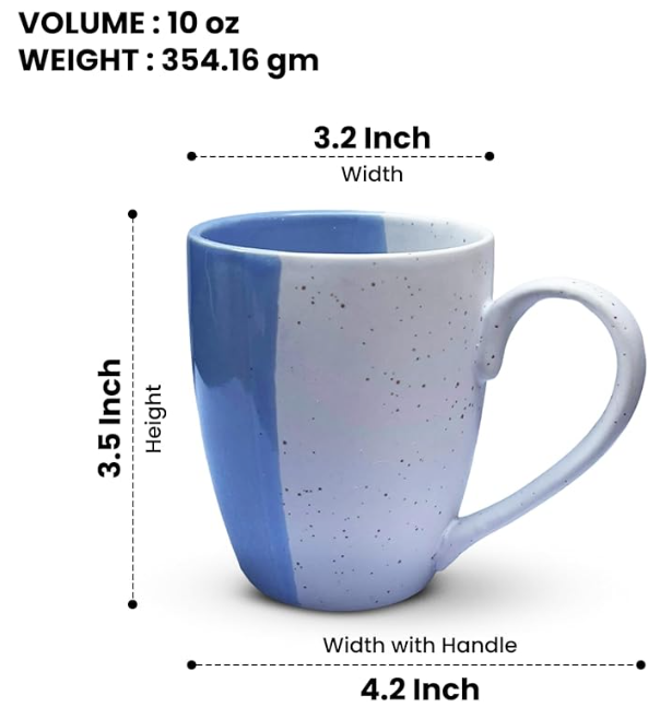 10 oz Half-Colour Ceramic Mug Set of 4, Pink and Blue