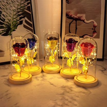 Eternal Rose LED Light in Glass Dome lit