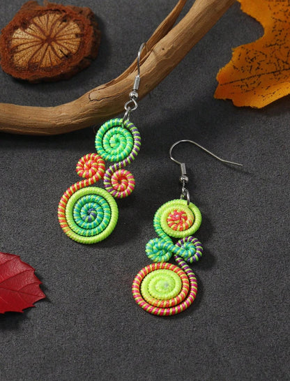Retro Rainbow Handmade Fashionable Earrings