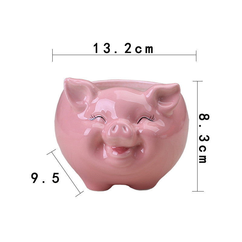 Ceramic animal flower pot with succulent planted