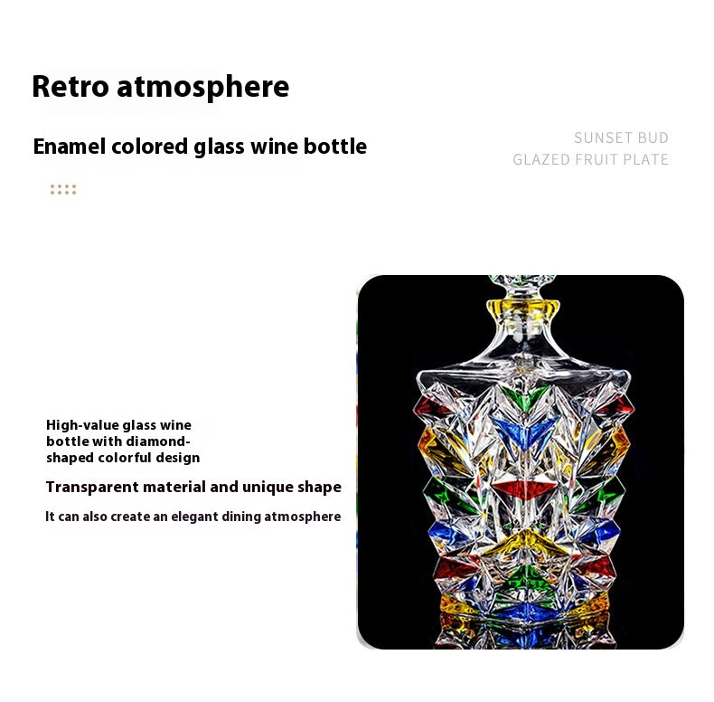 Painted Glass Wine Decanter detail
