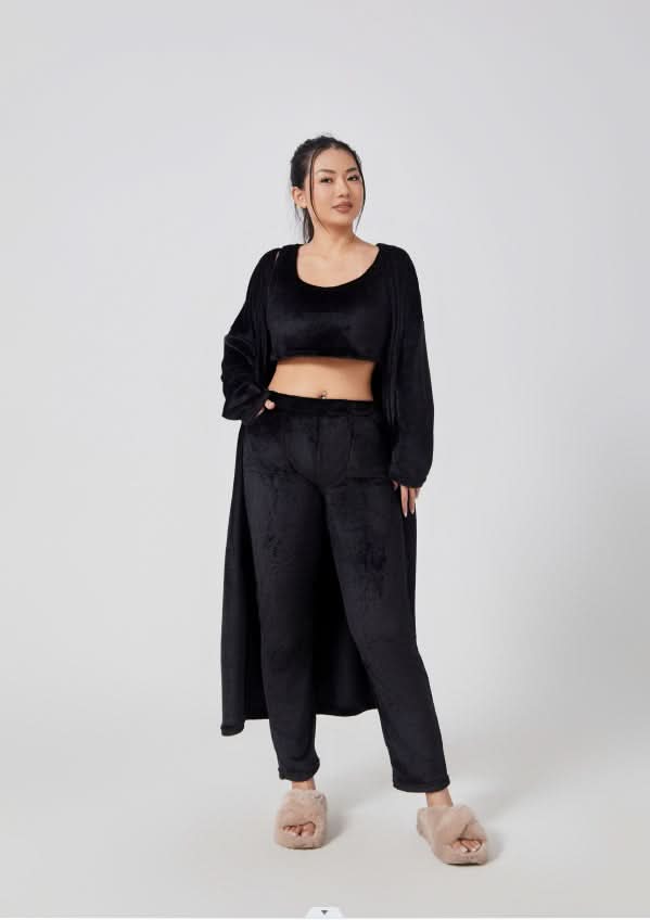 Ensemble pyjama confortable, ensemble de détente 3 pièces, vêtements d'intérieur mignons, ensembles chauds, ensemble assorti, ensemble de détente, ensembles pantalon 3 pièces, robe d'hiver pour femme