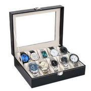 10-Slot Watch Box, PU Leather (Black)