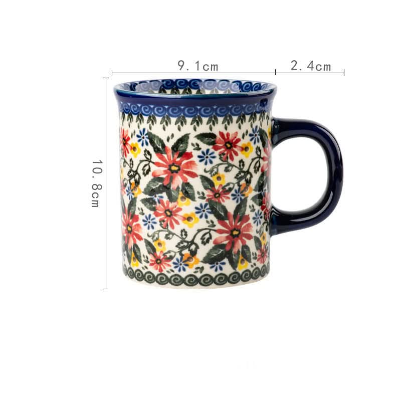 Vintage Floral Pattern Large Capacity Ceramic Mug