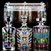 Bouteille de vin étranger peinte à la main en couleur, style whisky, carafe à vin en cristal, séparateur de liqueur