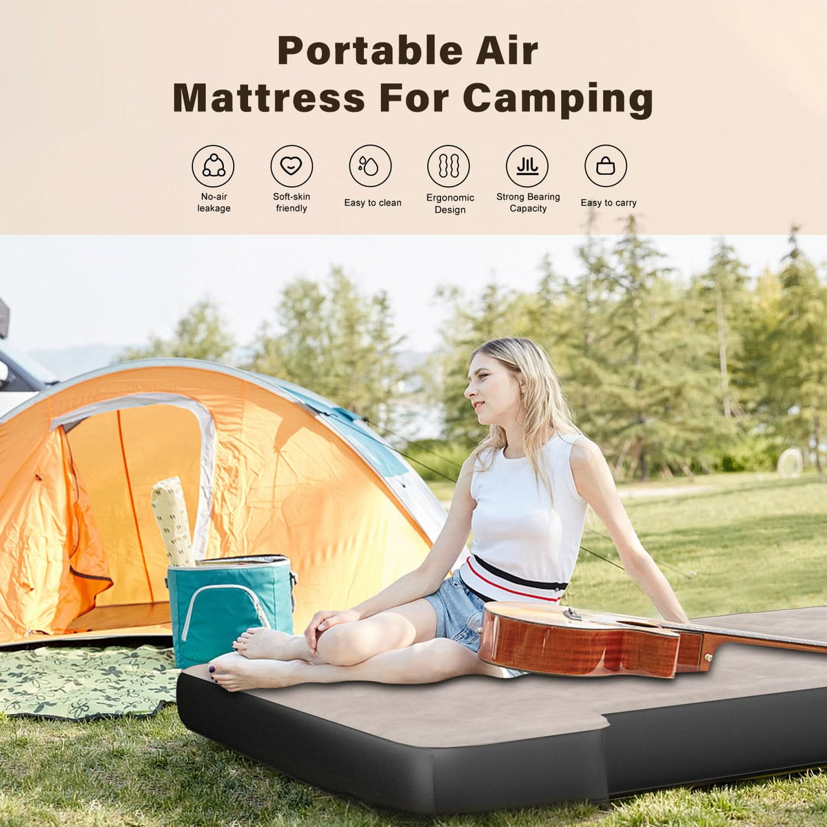 Matelas gonflable pour benne de pick-up (5,5 à 5,8 pieds) - Idéal pour le camping et les voyages en extérieur. Gonflage rapide et sac de transport inclus.