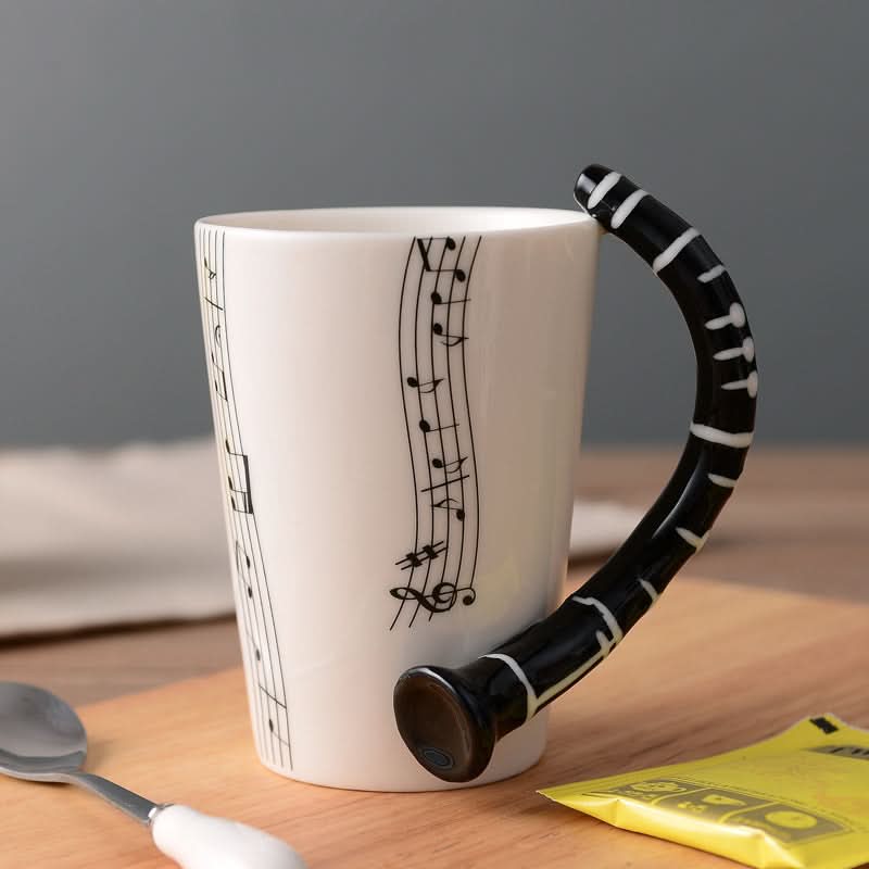 Musical Coffee Mug with saxophone handle