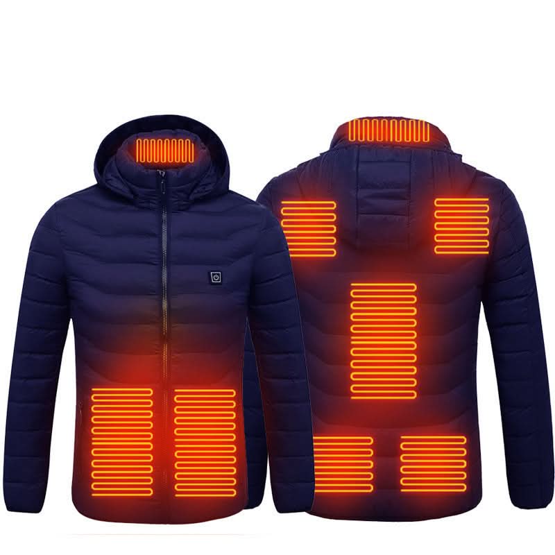 USB-beheizbare Jacke für Herren – 3-stufiger elektrischer Thermomantel mit Baumwollfutter 