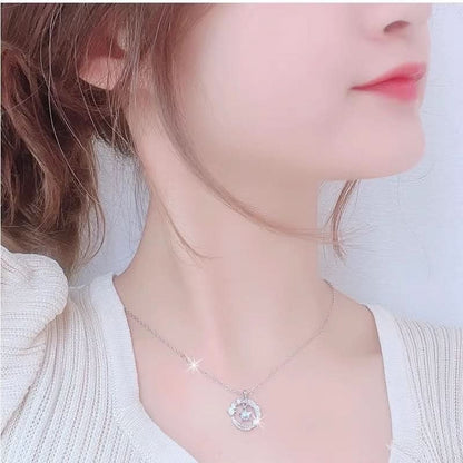Feather Shaped Silver Plated Necklace with Pendant