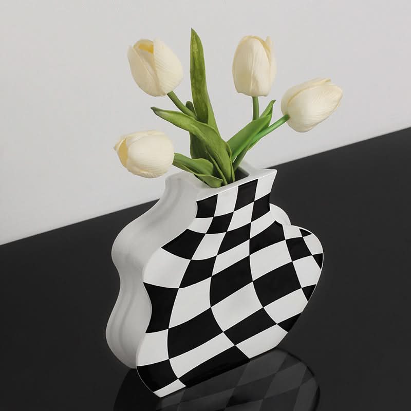 Checkerboard Ceramic Vase Ornament