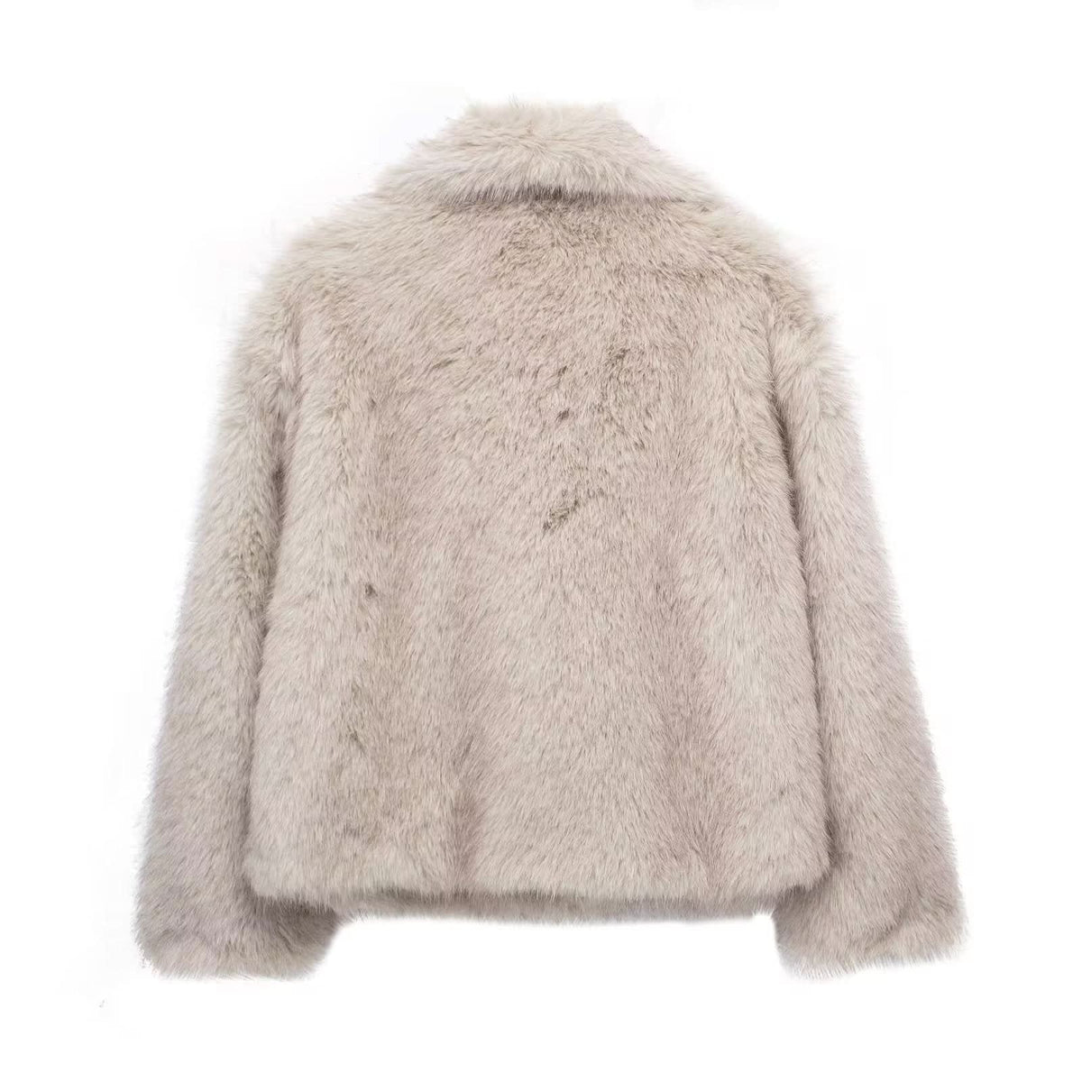 Manteau d'hiver en peluche chaude et épaisse, style tendance, veste à revers duveteuse, haut décontracté à manches longues pour femmes