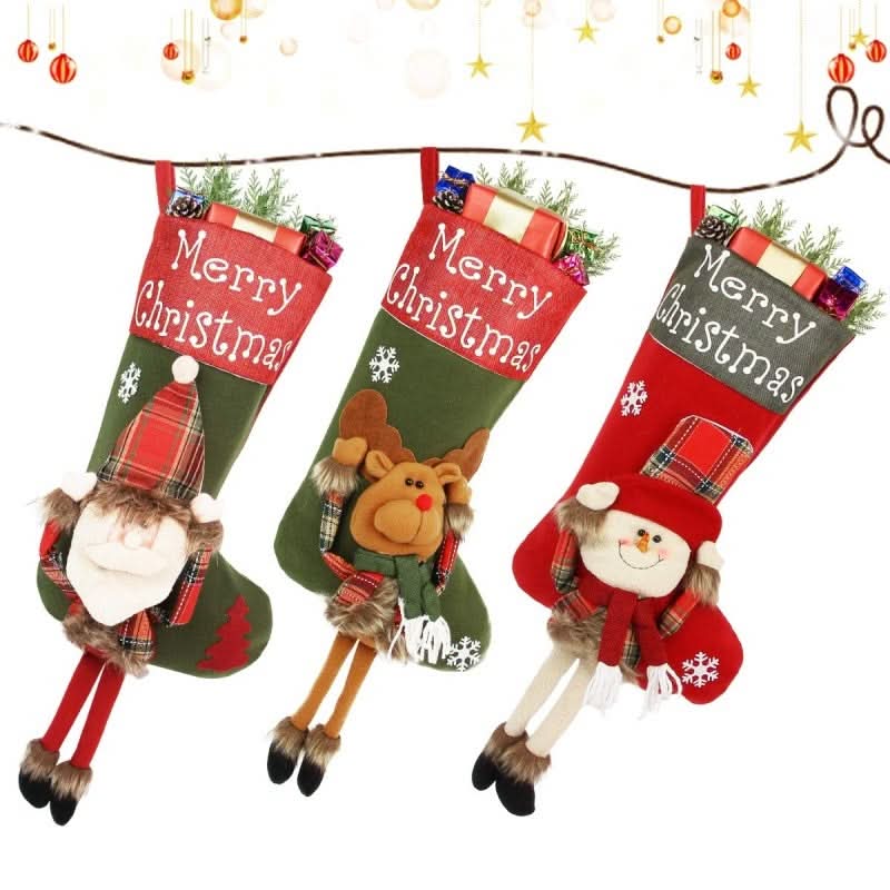 3D Plush Christmas Stockings Set, Large